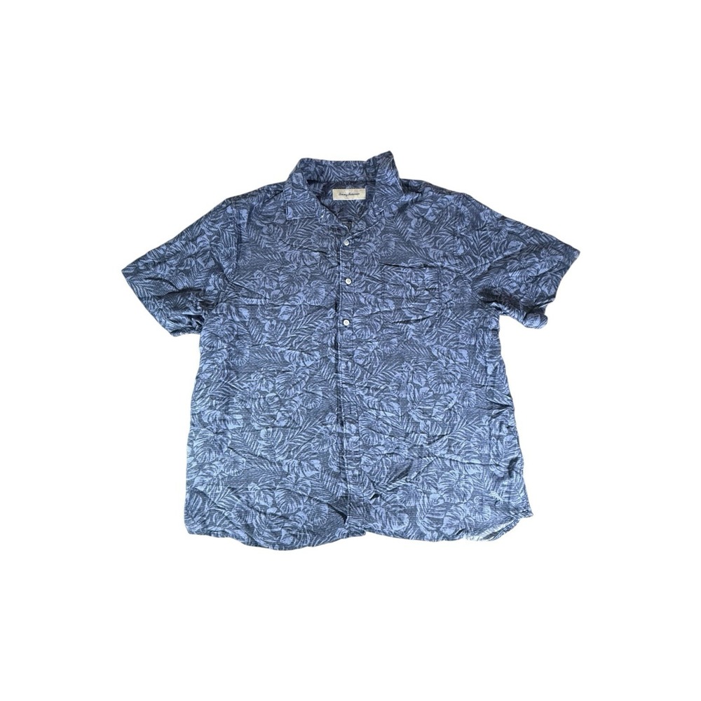 Tommy Bahama Shirt Adult Extra Large Blue Floral All Over Hawaiian Lyocell Mens